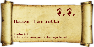 Haiser Henrietta névjegykártya